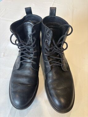 Women's ecco Black Leather Lace-Up Boots EU38